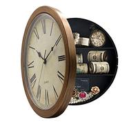 Benkaim Compartiment secret, horloge murale silencieuse en plastique épais de 25,4 cm avec compartiment caché, horloge cachée secrète pour objets de valeur