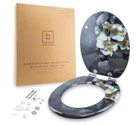 Benkstein® Abattant de WC avec système d'abaissement automatique Deep Grey Getaway - Abattant de WC antibactérien - Quick Release pour un nettoyage facile - Montage facile - Duroplast - Amovible -