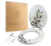 Benkstein® Abattant de WC avec système d'abaissement automatique Soft Grey - Abattant de WC antibactérien - Quick Release pour un nettoyage facile - Montage facile - Duroplast - Amovible - Charge