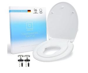 Benkstein® Abattant de WC de qualité supérieure pour enfants et familles - Ovale - Blanc - Avec système d'abaissement automatique Softclose - Lunette WC - Siège de toilette magnétique intégré