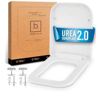 BENKSTEIN Abattant de WC en forme de E - Avec système d'abaissement automatique Softclose - Couvercle de WC carré avec Quick Release - Couvercle de toilette universel en Duroplast - Blanc