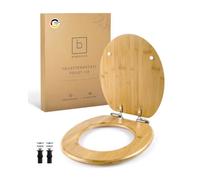 Benkstein Abattant WC Bambou Ovale - Siège Universel 43.5x37.5 cm, Softclose & Quick Release, Bois Antibactérien