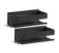 BENKSTEIN Lot de 2 étagères de douche - À coller ou à percer - Panier de douche à suspendre - Montage sans perçage - Support pour gel douche et shampoing - Organiseur de salle de bain