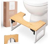 BENKSTEIN Tabouret de toilette en bambou - sans plastique & pliable - fonction antidérapante