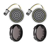 Benlari Clignotants LED de 5,1 cm, 81 LED avant 1157 avec 2 couvercles d'objectif fumé, pour Harley Touring Street Glide Road Glide Road King Electra Glide Sportster Iron Dyna Softail 1986-2024