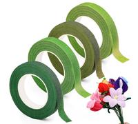Benlay Ruban Floral, 4 Rouleaux Floratape à Fleurs Vert Largeur 1/2 Pouce and 4 Couleurs, Ruban Vert pour Enrouler Tiges de Bouquet, Bricolages Floraux et Projets DIY