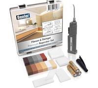 BENLER® Kit de réparation de carrelage avec fontaine 2 en 1 pour carrelage, convient également pour le stratifié, le parquet et le sol en vinyle - Kit de réparation 19 pièces (marron/gris)
