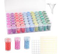 benlidoner Boîte de Rangement Plastique Portable à 60 Emplacements pour Accessoires d'Art Diamant - Boîte de Rangement pour Perles avec Étiquettes et Entonnoir pour Bijoux en Diamant