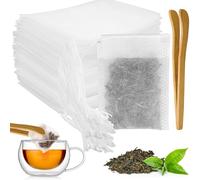 benlidoner Lot de 400 sachets de thé en vrac 7 x 9 cm - Sacs filtrants vides en papier avec cordon de serrage pour épices vanille lavande café (blanc)