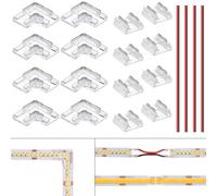 BENLUN 10 mm 2 Broches Connecteurs Bandes LED Fiche 8 pièces et Bandes LED Connecteur Angulaire L Forme 8 pièces pour Non Filaire sans Soudure SMD COB LED Lumières Bande Angle ou Connexion étendue