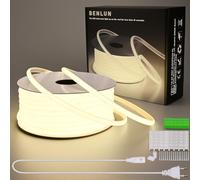 BENLUN 220V Ruban LED COB Exterieur Etanche 30M 4000K Blanc Naturel, 300W CRI 90+ Découpable Bande LED Étanche Sans Transformateur, pour Chantier, Chambre, Bureau, Pergola, Salon