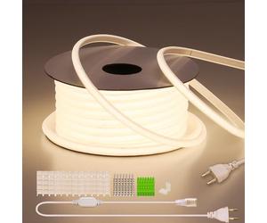 BENLUN 220V Ruban LED COB Exterieur Etanche 30M, 4000K Blanc Naturel Flexible Découpable Bande LED 300W CRI 90+ Sans Transformateur, pour Chambre, Gaming, Bureau, Pergola Extérieur