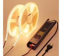 BENLUN 24V Ruban LED COB 20M (10M x 2), Bande LED 3000K Blanc Chaud 312LEDs/M CRI 93, Flexible Autocollante Bandeau LED avec Alimentation, Rubans à LED pour Chambre, Décoration Maison