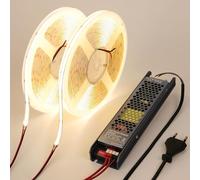 BENLUN 24V Ruban LED COB 20M (10M x 2), Bande LED 4000K Blanc Naturel 312LEDs/M CRI 93, Flexible Autocollante Bandeau LED avec Alimentation, Rubans à LED pour Chambre, Décoration Maison