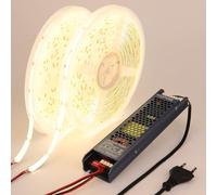 BENLUN 24V Ruban LED COB 20M (10M x 2), Bande LED 4000K Blanc Naturel Exterieur Etanche, 312LEDs/M CRI 93 Autocollante Bandeau avec Alimentation pour Chambre, Décoration Maison, Cuisine