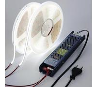 BENLUN 24V Ruban LED COB 20M (10M x 2), Bande LED 6000K Blanc Froid 312LEDs/M CRI 93, Flexible Autocollante Bandeau LED avec Alimentation, Rubans à LED pour Chambre, Décoration Maison