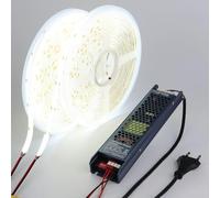 BENLUN 24V Ruban LED COB 20M (10M x 2), Bande LED 6000K Blanc Froid Exterieur Etanche, 312LEDs/M CRI 93 Autocollante Bandeau avec Alimentation pour Chambre, Décoration Maison, Cuisine