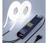 BENLUN 24V Ruban LED Diffus 10M (5M x 2), 6000K Blanc Froid Bande LED Exterieur Silicone Laiteux Etanche, Bandeau LED Ultra Lumineux 24W/M avec Alimentation pour Décoration Chambre