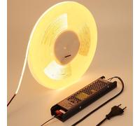 BENLUN 48V Ruban LED COB 20M, 3000K Blanc Chaud 160W 480LEDs/M CRI 92, Bande LED Flexible Autocollante Découpable, Alimentation Incluses, pour Chambre, Bureau, Cuisine, Salon