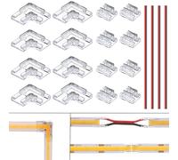BENLUN 8 mm 2 broches connecteurs bandes LED fiche 8 pièces et bandes LED connecteur angulaire L-forme 8 pièces pour Non filaire sans soudure SMD COB LED lumières bande angle ou connexion étendue