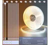 BENLUN Ruban LED COB CCT Cuisine Sous Meuble 24V 10M, 2700K-6500K Blanc Dimmable, Bande LED Autocollante 8,5W/M CRI 93, Télécommande et Alimentation Incluses, pour Gaming, Miroir, Meuble