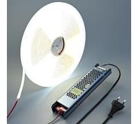 BENLUN Ruban LED COB IC 24V 20M, 6000K Blanc Froid 480LEDs/M CRI 90+ à Courant Constant, Alimentation Incluse, Bande LED pour Décoration Intérieure, Chambre, Plafond, Bureau, Cuisine