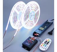 BENLUN Ruban LED COB WS2811 RGB+IC Couleur Variable 24V 20m 180W | Bande LED Autocollante avec Télécommande et Transformateur pour Décoration de Chambre, Cuisine, Gaming, 10m X 2