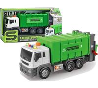 Benne à ordures ménagères verte 1:16 avec moteur à friction Effets sonores