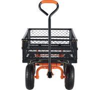 Benne SucceBuy - Chariot de jardin en métal avec poignée 2 en 1, capacité de 400 livres, cadre facile à monter, brouette multi-usages avec pneus de 10 pouces
