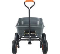 Benne SucceBuy - Chariot de jardin poly avec cadre en acier, capacité de 600 livres, poignée réversible 2 en 1, brouette polyvalente avec pneus de 10 pouces