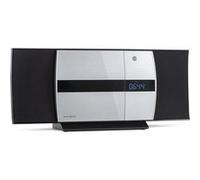 Bennett & Ross Ålesund Chaîne stéréo verticale avec lecteur - Microchaîne hi-fi avec lecteur CD, MP3, fonction UKW, USB et Bluetooth avec NFC - Installation sur pied ou murale - Télécommande - Argenté