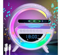 BENNTOR Lampe LED colorée avec haut-parleur Bluetooth intelligent en forme de G, lampe de chevet chargeur sans fil et USB, réveil table de chevet