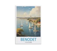 Benodet Finistere Poster de voyage vintage sur toile Décoration murale moderne pour chambre à coucher 30 x 45 cm