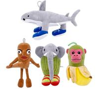 Benolls Tung Tung Tung Sahur Plush,2025 New Tralalero Tralala Plush,Italian Brainrot Stuffed Figure Pillow Gift for Fans (4PCS)