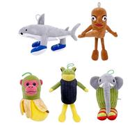 Benolls Tung Tung Tung Sahur Plush,2025 New Tralalero Tralala Plush,Italian Brainrot Stuffed Figure Pillow Gift for Fans (5PCS)