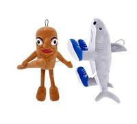 Benolls Tung Tung Tung Sahur Plush,2025 New Tralalero Tralala Plush,Italian Brainrot Stuffed Figure Pillow Gift for Fans (Gray+Brown)