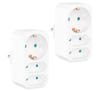 benon Set de 2 Prises Multiples Blanc - Adaptateur de Prise avec sécurité Enfant - Double Prise 3680W - Multiprise Triple - Prise Electrique 2 Euro et 1 Schuko - Prise avec Contact de Protection
