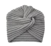 Benoon Chapeau turban pour femme, turban pour cheveux, écharpe, bonnet tricoté pour l'automne et l'hiver, extensible pour usage quotidien, gris clair, 18,5 à 19,5 cm