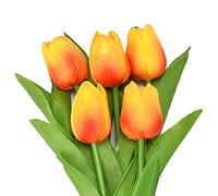 Benoon Décoration populaire de jardin 5 pièces de fausses fleurs belles attrayantes charmantes tulipes florales artificielles artificielles bouquets de fleurs pour la maison - Orange