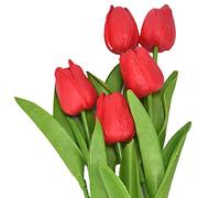 Benoon Décoration populaire de jardin 5 pièces de fausses fleurs jolies attrayantes et charmantes tulipes artificielles artificielles pour la maison - Rouge