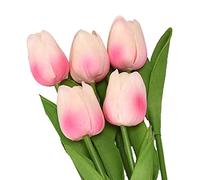 Benoon Home Garden Décoration populaire 5 pièces Fleurs artificielles Belle apparence attrayante charmante tulipe florale artificielle Bouquet de fleurs artificielles pour la maison - Rose clair