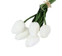 Benoon Lot de 5 tulipes artificielles en cuir synthétique facile à entretenir, longue tige souple, fournitures de mariage