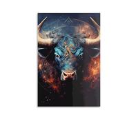 Benoumoney Abstract Bull Art Print Toile Murale Pour Salon, Décoration Murale Prête À Accrocher Pour Salle De Bain, Toilettes, Art Mural Moderne 24x36inch(60x90cm)