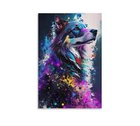 Benoumoney Colorful Abstract Dog Art Print Tableaux Pour Chambres À Coucher Impressions Pour Occasions Spéciales Toiles 12x18inch(30x45cm)
