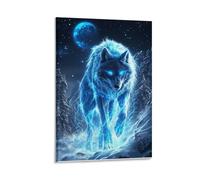 Benoumoney Electric Wolf Art Print Tableaux Muraux Pour Salon - Impressions Pour Occasions Spéciales - Grande Toile Abstraite 08x12inch(20x30cm)