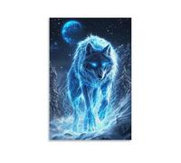 Benoumoney Electric Wolf Art Print Tableaux Muraux Pour Salon, Salle De Bain, Décoration, Toile 16x24inch(40x60cm)