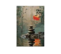 Benoumoney Zen Garden Rocks Tableaux Muraux Pour Salon, Chambre De Garçon, Chambre De Fille, Art Mural Gris 16x24inch(40x60cm)