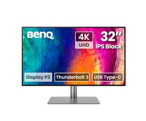 BenQ PD3225U Moniteur Thunderbolt 4K IPS Noir UHD 32 Pouces pour MacBook, AQCOLOR 98% P3, 100% sRGB & Rec.709, DeltaE ≤ 2, Calibrage d'usine, USB-C 85W, Hub USB, Daisy Chain, Switch KVM