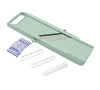 Benriner BN-1GR Mandoline japonaise à main avec 3 lames interchangeables en acier inoxydable - Coupe-légumes et fruits - Vert