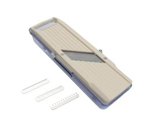 Benriner Mandoline Japonaise 6,4 cm Ivoire avec Bac BN-3 | Bac de récupération pratique, lames inox interchangeables et protection pour une découpe efficace
